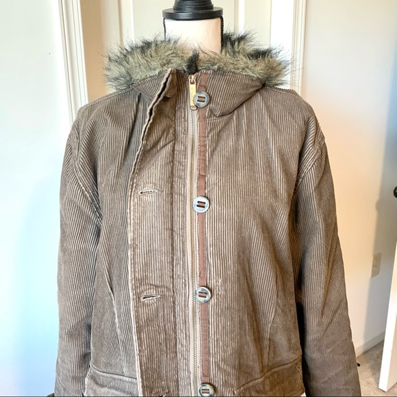 WOOLRICH Corduroy Faux Fur Trimmed Oversized Parka/Barn Coat—SZ. Large - Picture 3 of 17